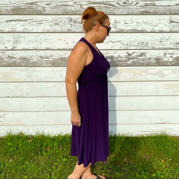 Jessica Howard Plum Purple V-neck Cocktail Dress sz 14 - Picture 3 of 10